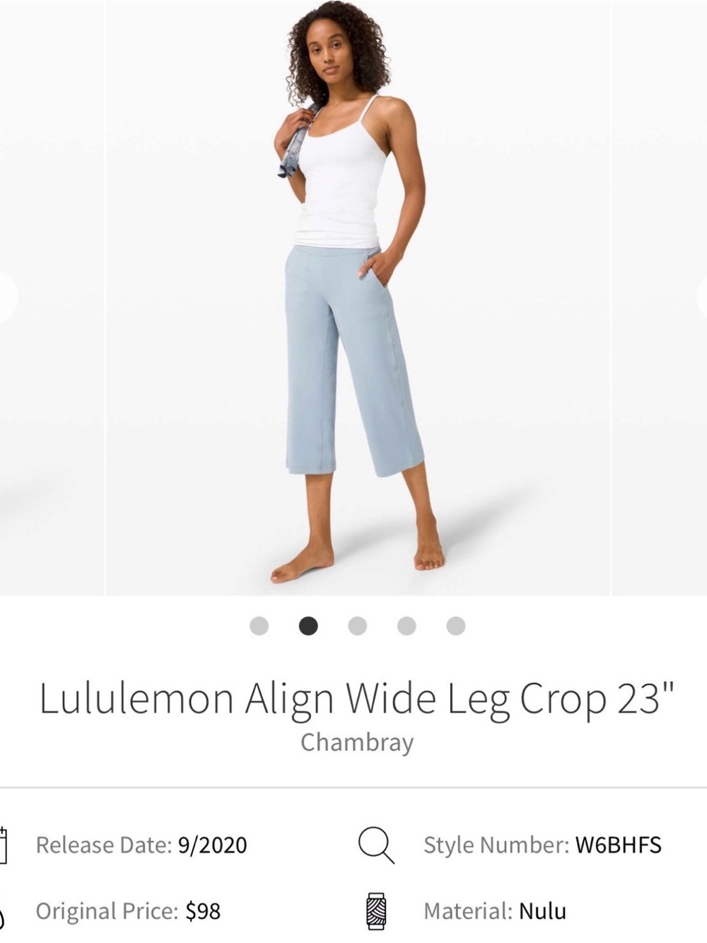 Lululemon Align High-Rise Wide-Leg Crop 23” Chambray Size 2 NWT